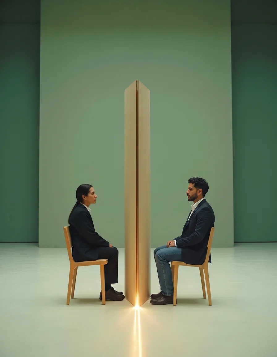 Two qualified people face one another while a narrow wall keeps them apart.