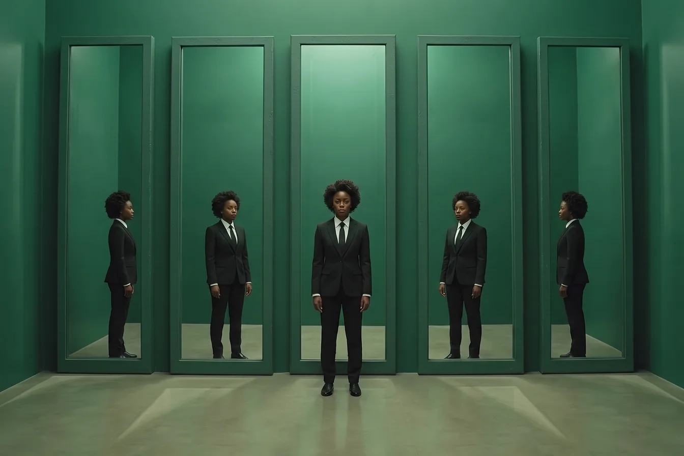 A candidate appears as a series of polished but increasingly interchangeable reflections.